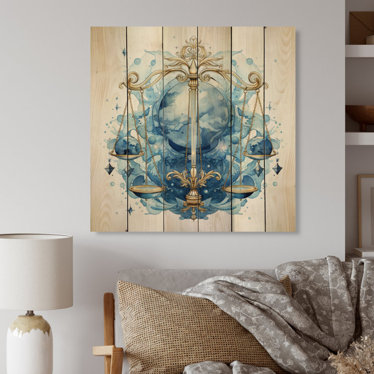 House of Hampton Libra Zodiac Sign I On Wood Print Wayfair